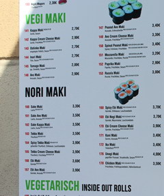 Inexpensive food in Berlin, Prices in a sushi bar